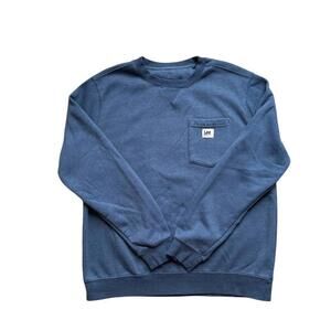 Lee Men's Size MED Workwear Premium Select Crew Fleece Sweatshirt Blue